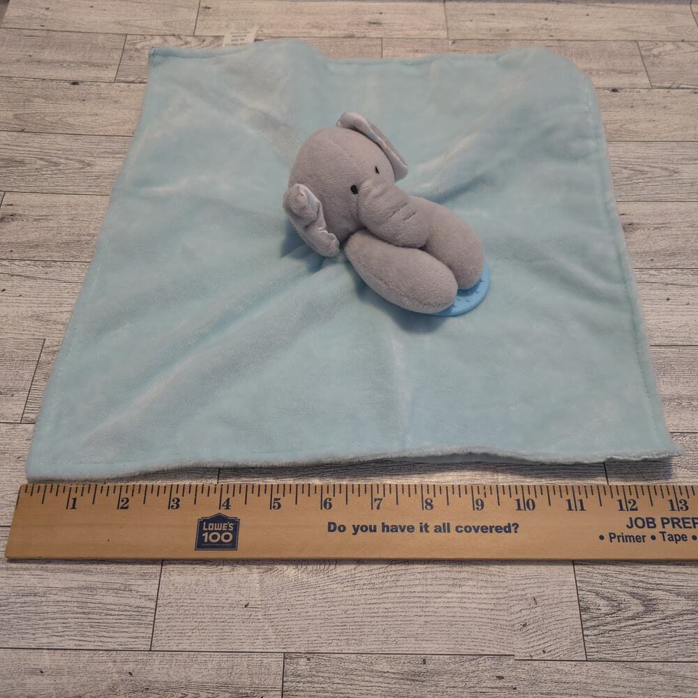 Forever Baby Gray Blue Elephant Lovey Security Blanket Crinkle Teether Satin - Picture 5 of 8